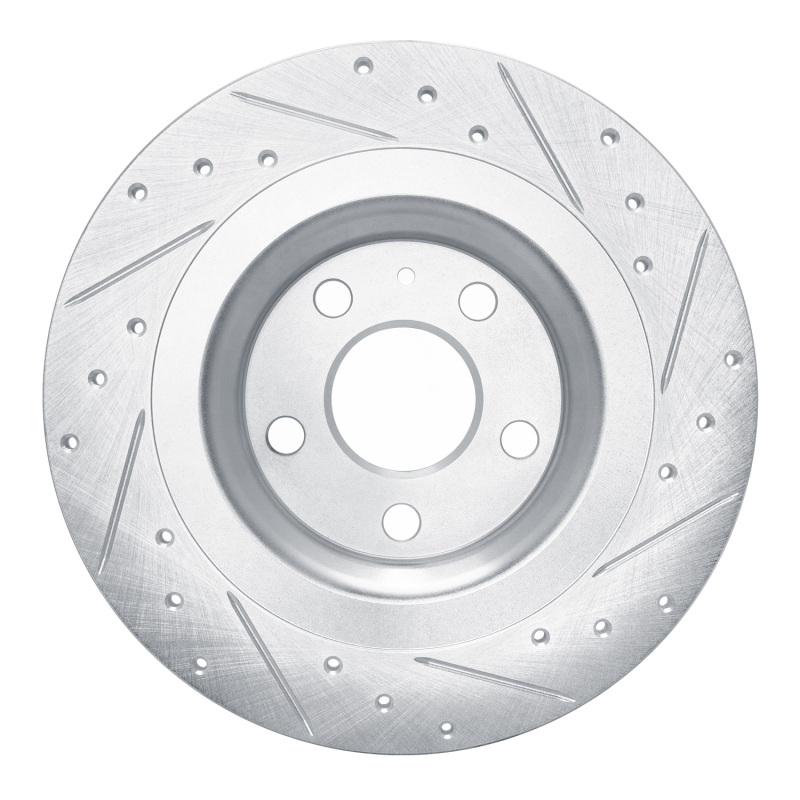 Volvo XC40 Brake Rotor (1) - Rear Left - R1 Concepts - Drilled & Slotted - Silver - `19-`25